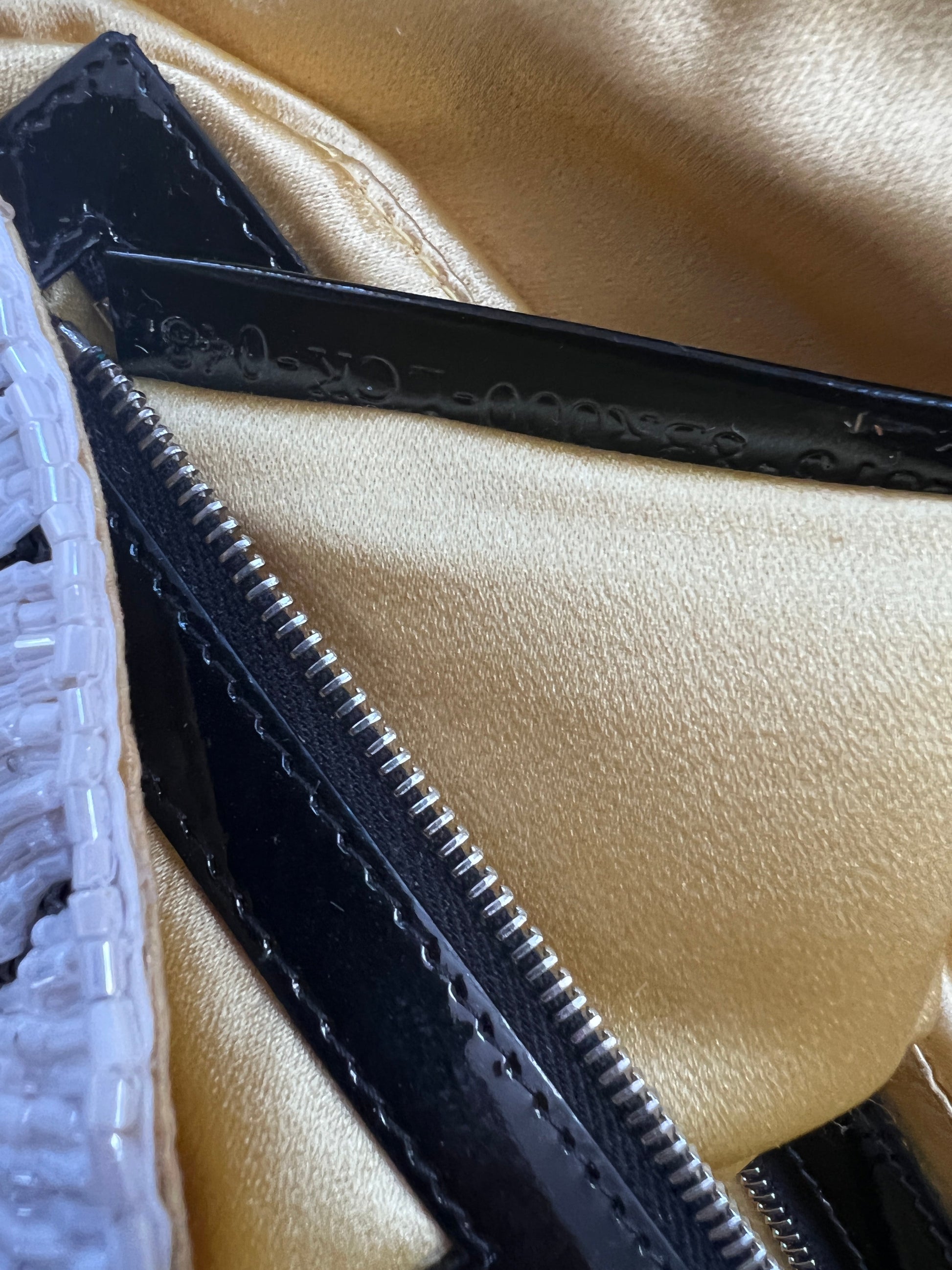 rare FENDI Limited Edition Beaded White and Black Baguette Shoulder Bag