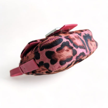 Fendi pink pony hair rhinestones buckle hand bag