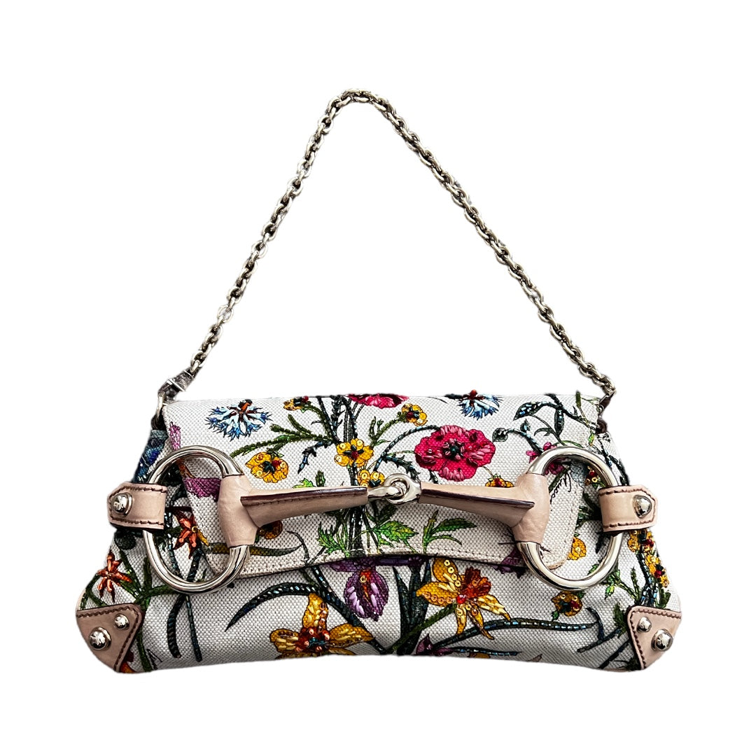 Gucci Gucci beaded floral horsebit chain