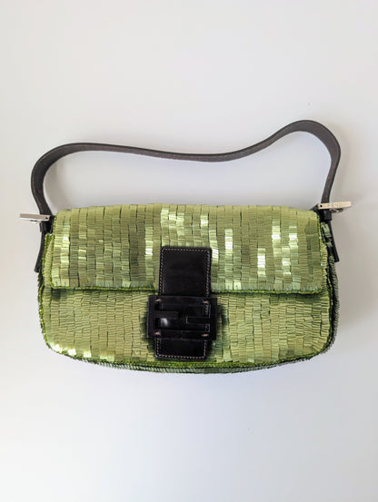 Pre-Owned Fendi Vintage green sequin baguette