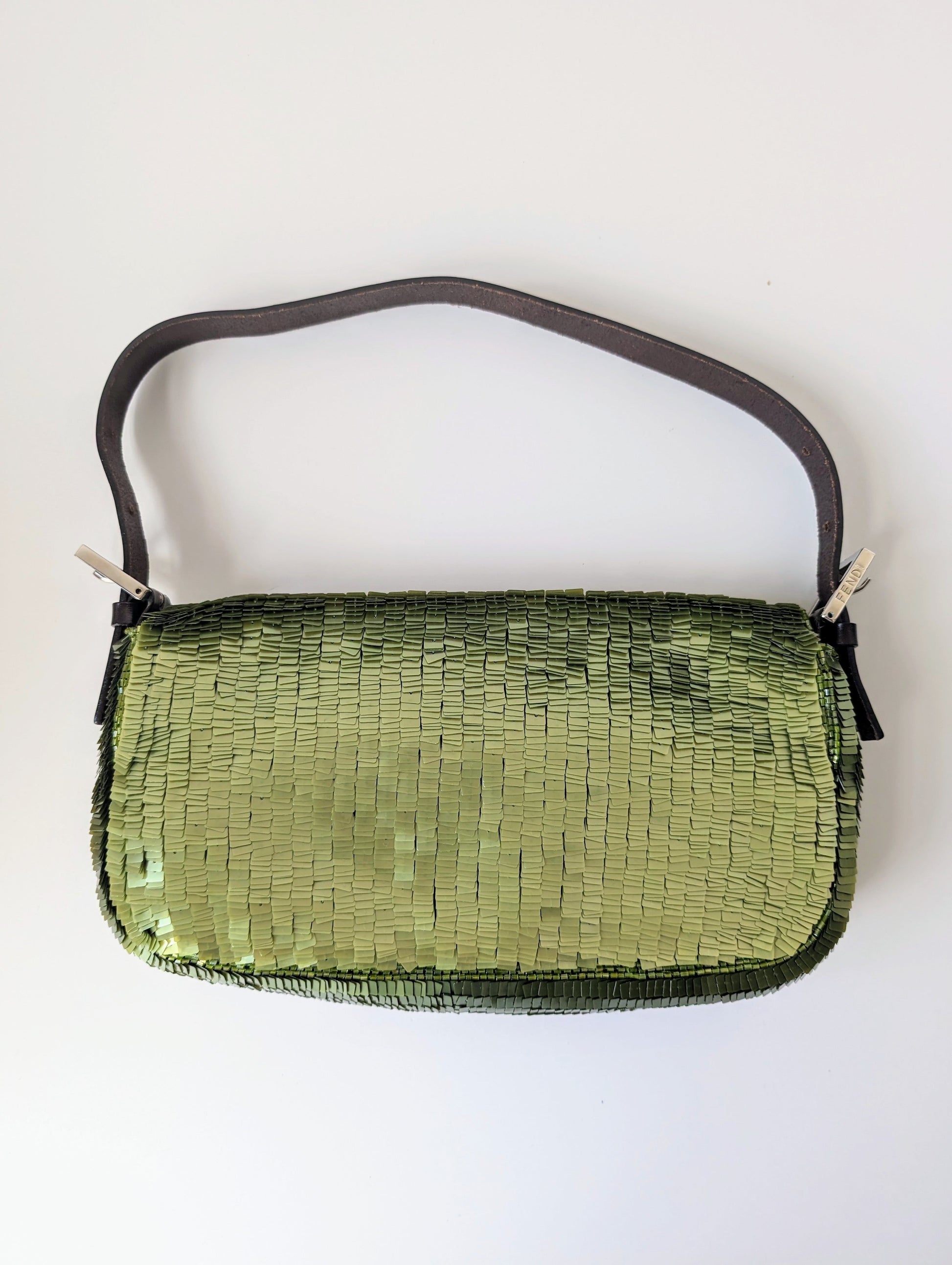 Pre-Owned Fendi Vintage green sequin baguette