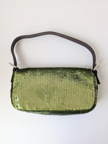 Pre-Owned Fendi Vintage green sequin baguette