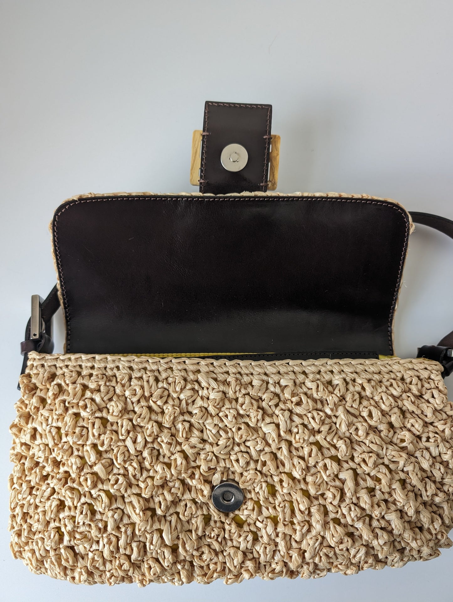 Fendi raffia woven baguette