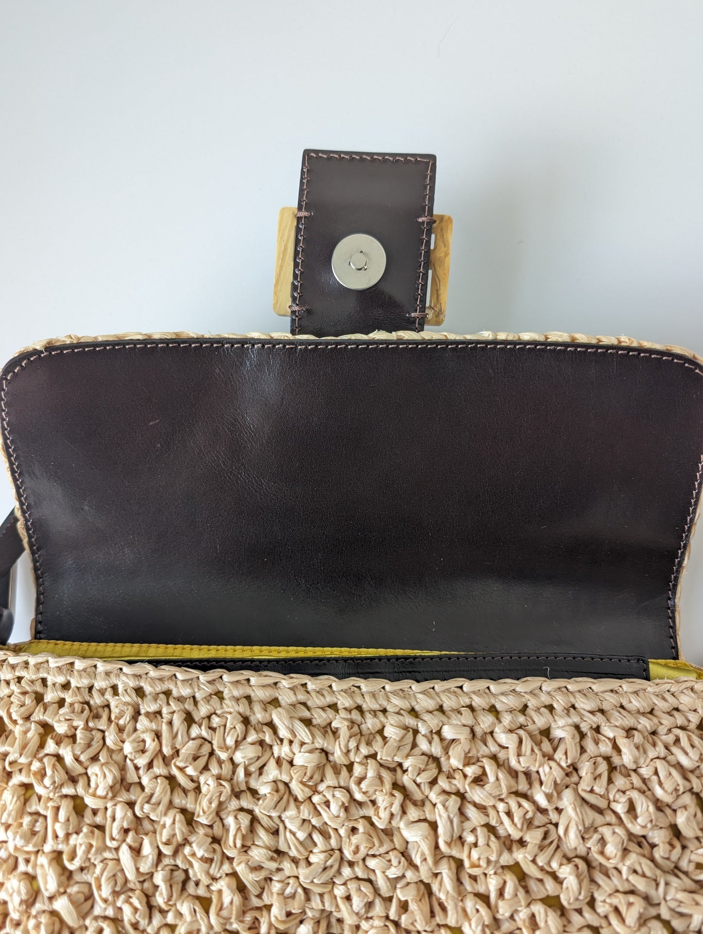 Fendi raffia woven baguette