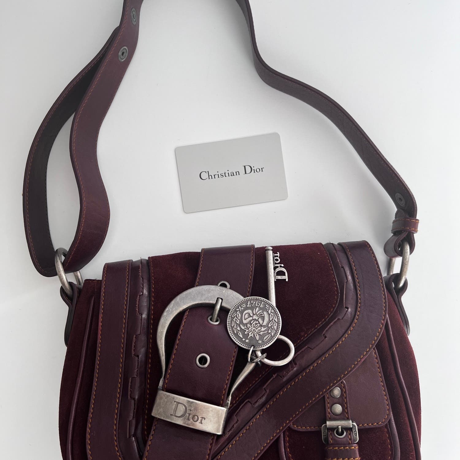 Dior brown suede mini size Gaucho bag