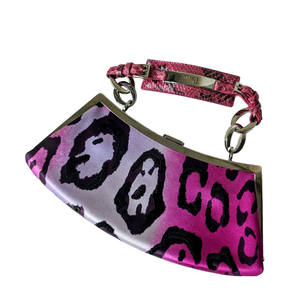 Dior Dior limited edition cheetah satin with sequins bag